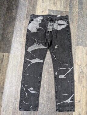 Mens Mnml Black Bleach Jeans Size 34